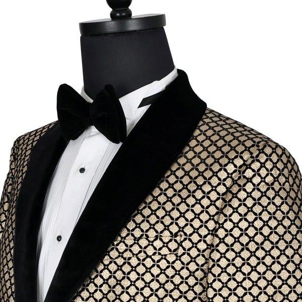 Washington Jacquard Velvet Shawl Lapel Blazer - Gold