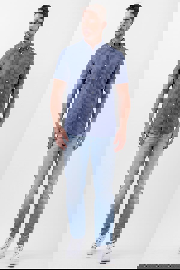 ENORSIA Men's Stripe Short Sleeve Shirt