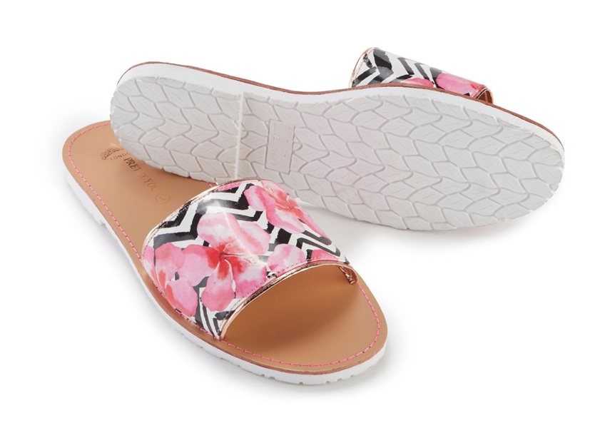 Zig Zag Printed Slide & Clutch Set - Sandals