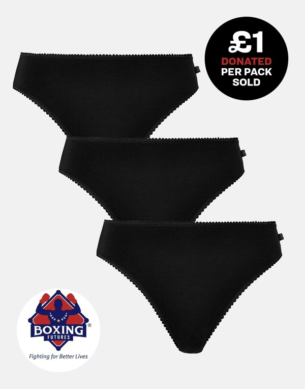 British Boxers Three-pack Women's High Leg Knickers – Black