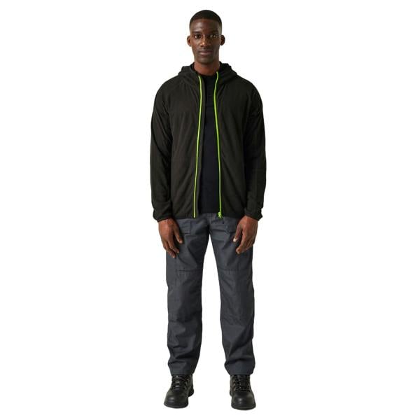 Regatta Professional Mens Full Zip Fleece Jacket - Black/Lime Green - 