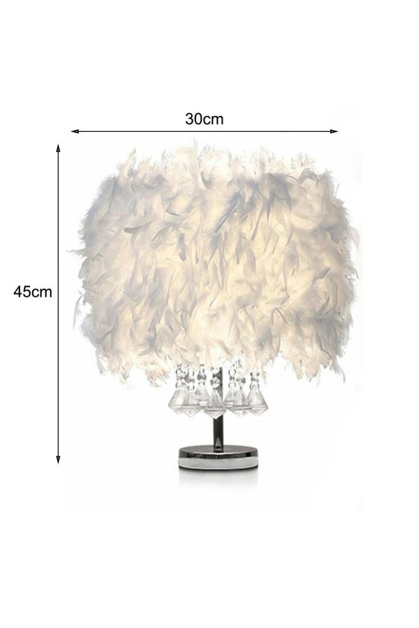 Living and Home Modern Feather Bedside Table Lamp