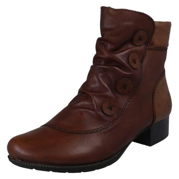 Rieker Ladies Rieker Zip Up Block Heel Ankle Boots 78659