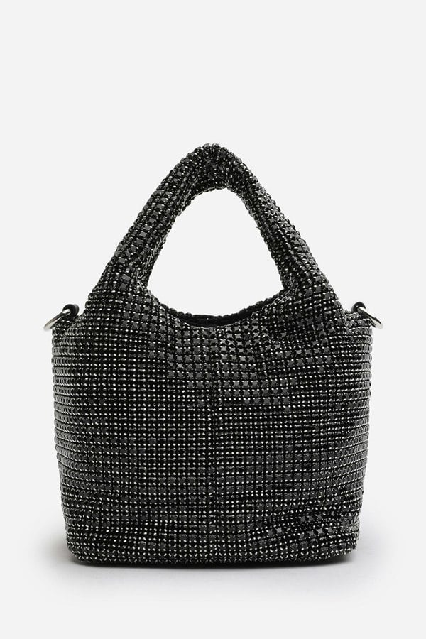 Where's That From Shellies Crystal Embellished Bucket Bag in Silver.