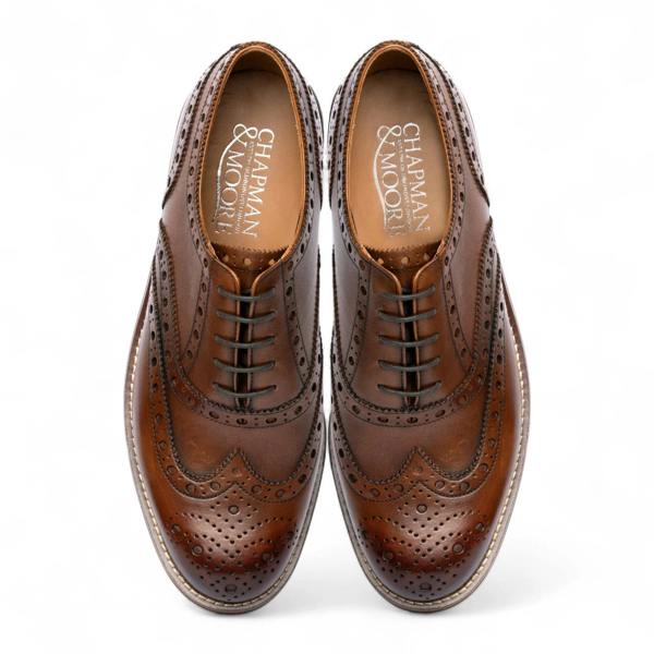 Chapman & Moore Men’s Brown Leather Wingtip Brogue Oxford Shoes