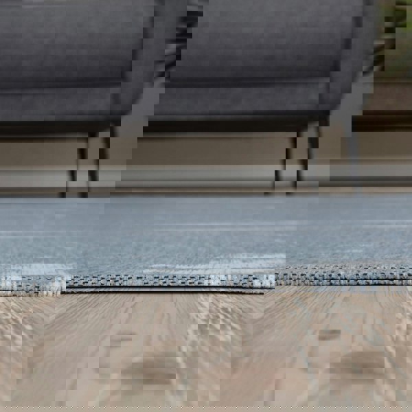 Machine Washable Flatweave Rug Abstract Blue