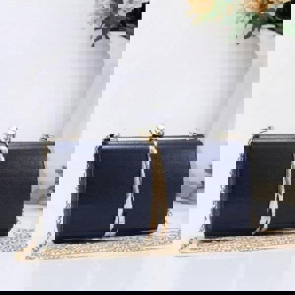 Love EMVY Midnight Luxe Clutch Evening Structured Bag with Chain