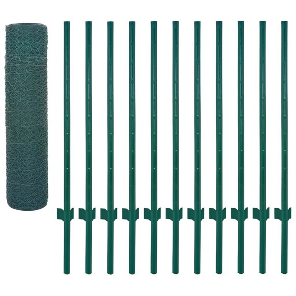 Berkfield Wire Mesh Fence with Posts Steel 25x0.5 m Green