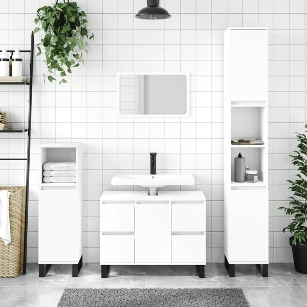 Berkfield Bathroom Cabinet White 30x30x100 cm Engineered Wood