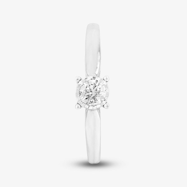 T. H. Baker 9ct White Gold 0.25ct Diamond Bridge Accent Solitaire Ring TH011886R