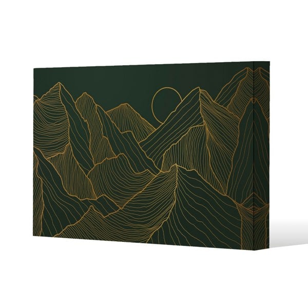 Benjamin Tate Design Golden mountain line art Slim Style Canvas Print  20x30cm , 15mm Slim Real wood.