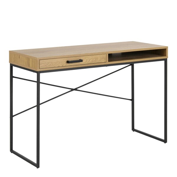 Wyld Haus El Paso Office Desk 1 Drawer Black Metal and Wild Oak Effect