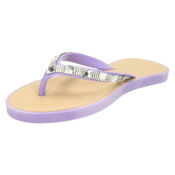 Savannah Ladies Savannah Sequin Toe Post Flip Flop Sandal