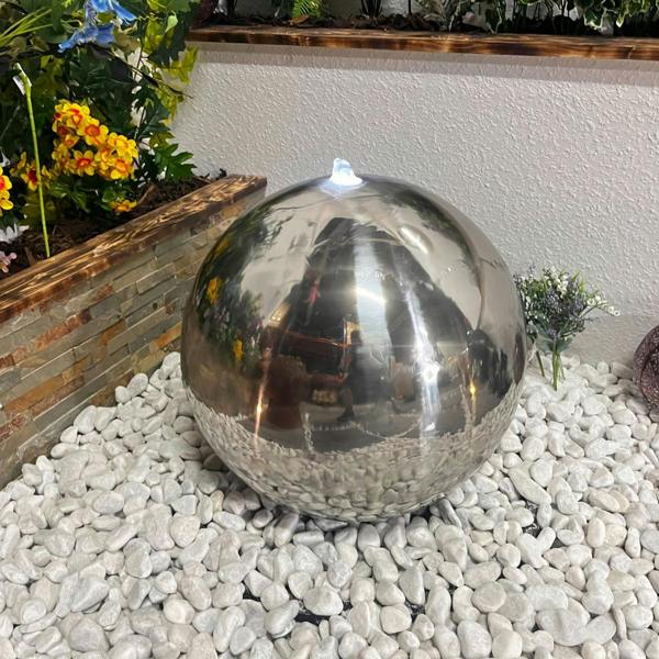 Tranquillity Water Features 40cm Stainless Steel Sphere Modern Metal Water Feature
