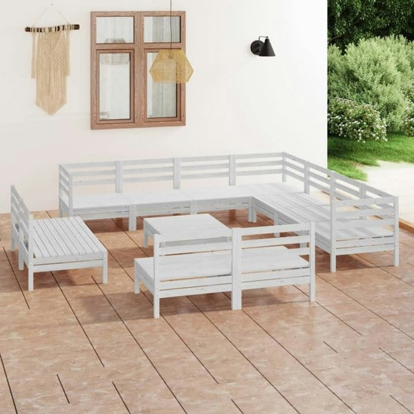Berkfield 12 Piece Garden Lounge Set Solid Wood Pine White
