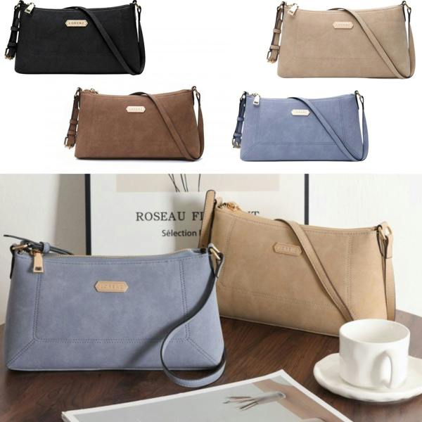 Lorenz Suedette Effect Compact Shoulder Bag