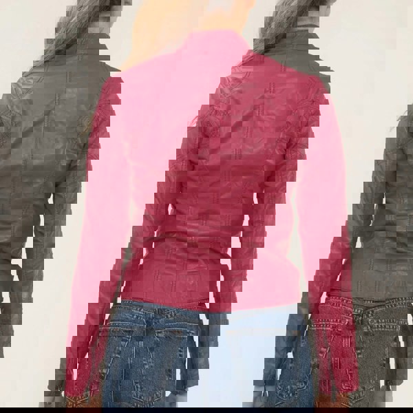 Leather Company Women's Real Leather Classic Racer Style Biker Jacket