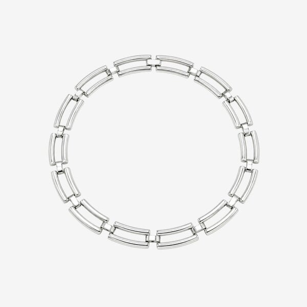 Uchi & Soto Shikaku Silver Rectangle Link Statement Necklace