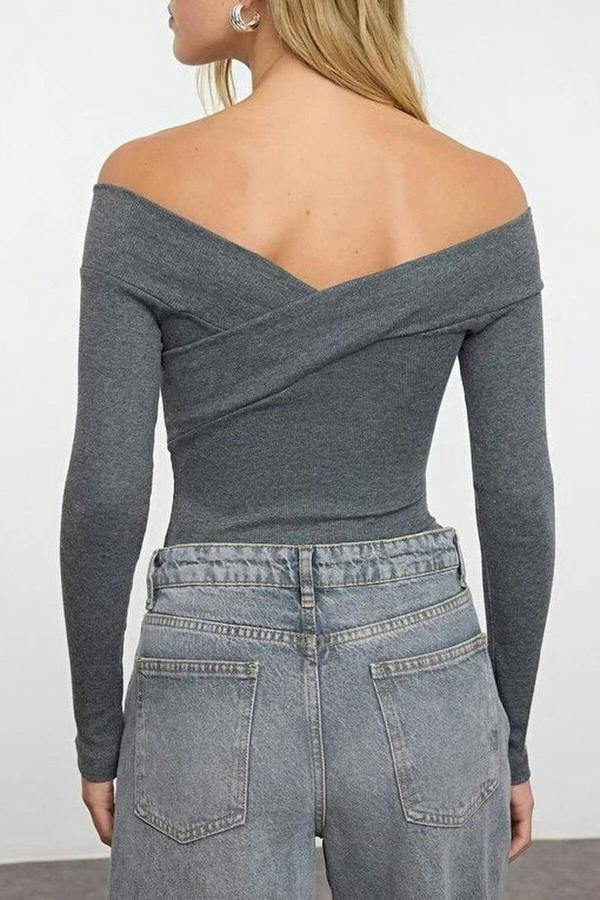 WOVCOR Carmen Collar Ribbed Knit Bodysuit