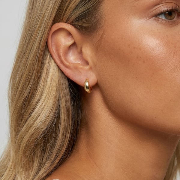 Teardrop Huggie Hoop Earrings in 18k Gold or Silver