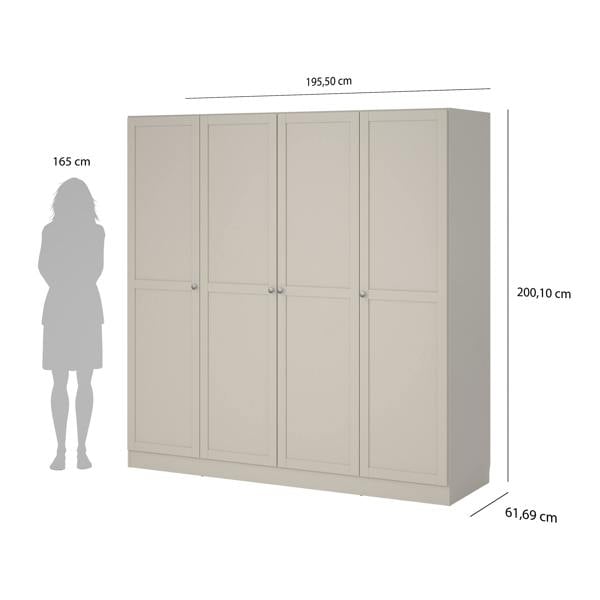 Furniture To Go Brande Wardrobe with 4 Frame Doors in Cashmere