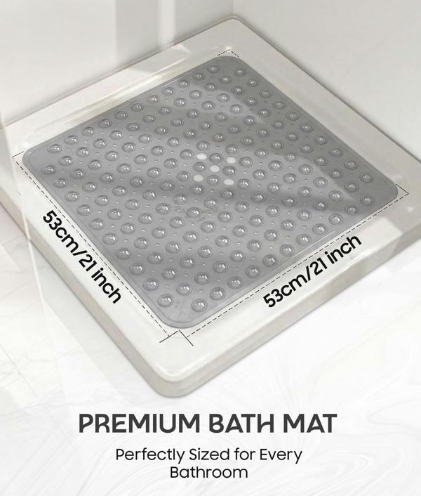 ADOV Square Shower Mat Non Slip Anti Mould, 53 x 53cm Bath Mat for Inside-Shower