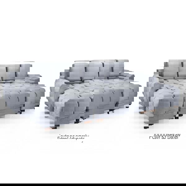 Furnishings For Less Zura Plush Velvet Large U Shaped 4 - 5 Seater Sofa  | Cream, Grey or Mocha