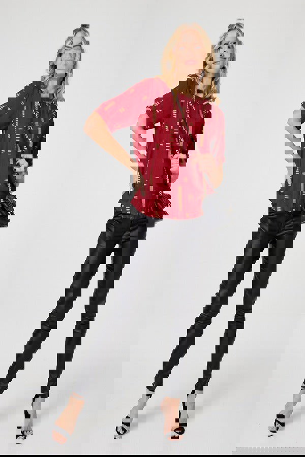 Red | Printed 1/2 Sleeve Blouse