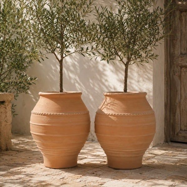 MONETA UK Handcrafted Pair of Koronios Mediterranean Terracotta Pots