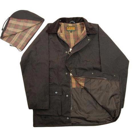 Game Mens Unpadded Waxed Jacket in Brown