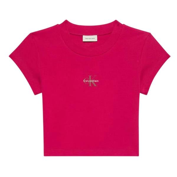 Calvin Klein Womens/Ladies Logo Slim Crop T-Shirt - Pink - 