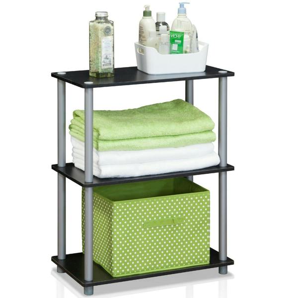 WALPLUS Elegant Turn-N-Tube 3-Tier Compact Multipurpose Shelf Display Rack, Black/Grey for Bedroom