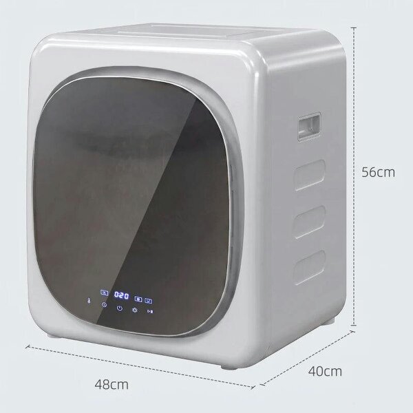 2.5kg Vented Tumble Dryer with Smart Mode, 800W Compact Tumble Dryer with Stainless Steel Tub, Silver Tone