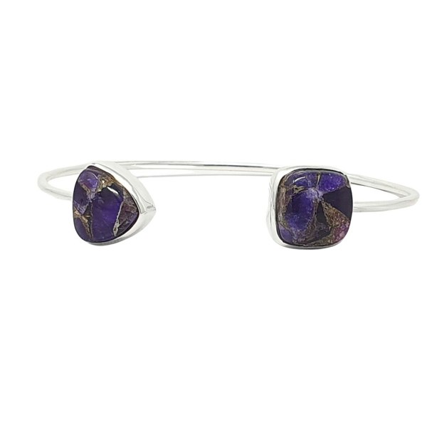 Statement Sterling Silver Amethyst February Birthstone Bangle Bracelet