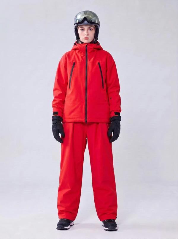 Anniou Women's Ski Shell Jacket & Trouser Set - Red
