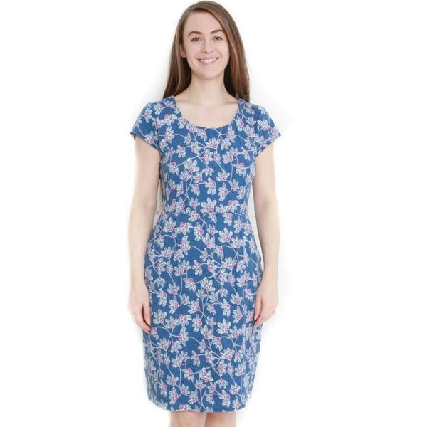 Lazy Jacks Women's Wildflower Capped Sleeved Dress - Blue