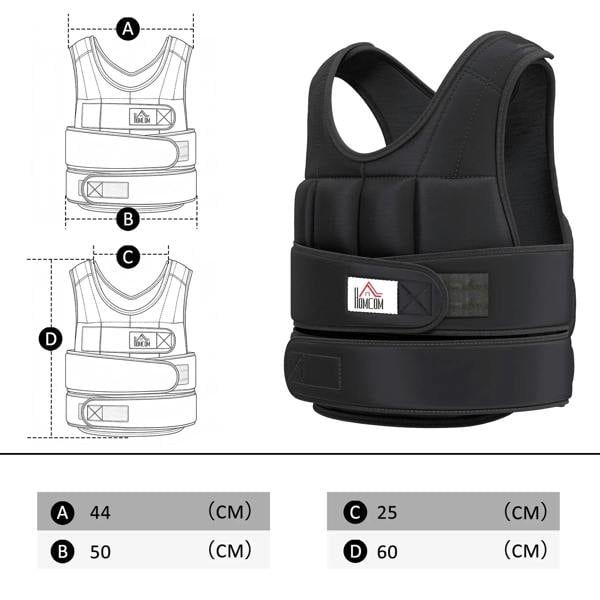 Black weight vest with padded front cells and front logo patch, side view