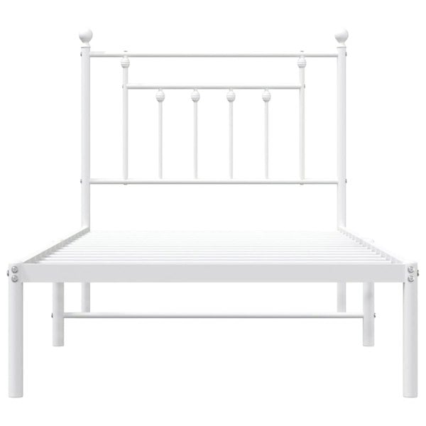 Berkfield Metal Bed Frame with Headboard White 90x190 cm