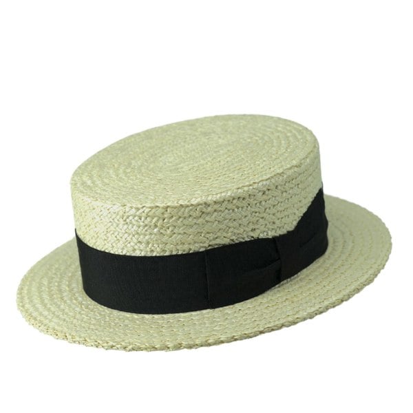 Gamble & Gunn Henley Straw Boater with Black Grosgrain Ribbon