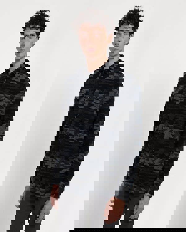 Larsson & Co Navy Jersey Aztec Print Casual Overshirt