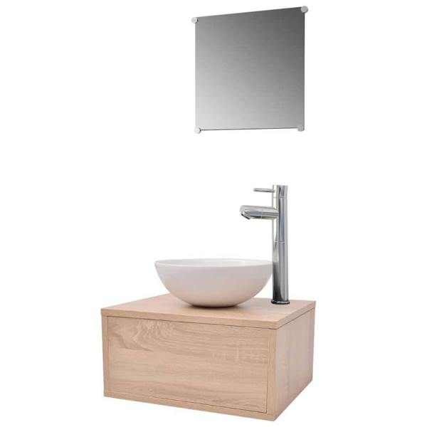 Berkfield Four Piece Bathroom Furniture Set with Basin with Tap Beige