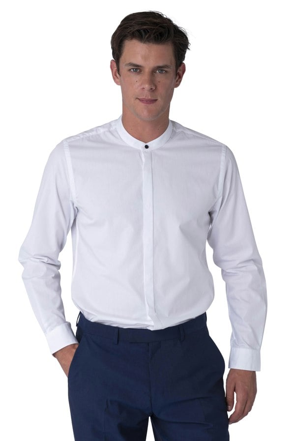 Harry Brown London Joshua Grandad Cotton Shirt - White