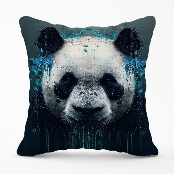 Warren Reed Panda Face Splashart Dark Background Cushions