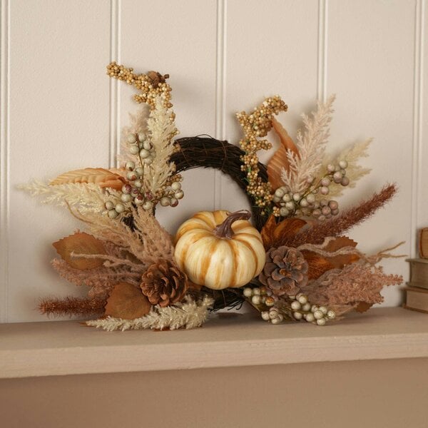 Country Living Neutral Pumpkin Mini Wreath