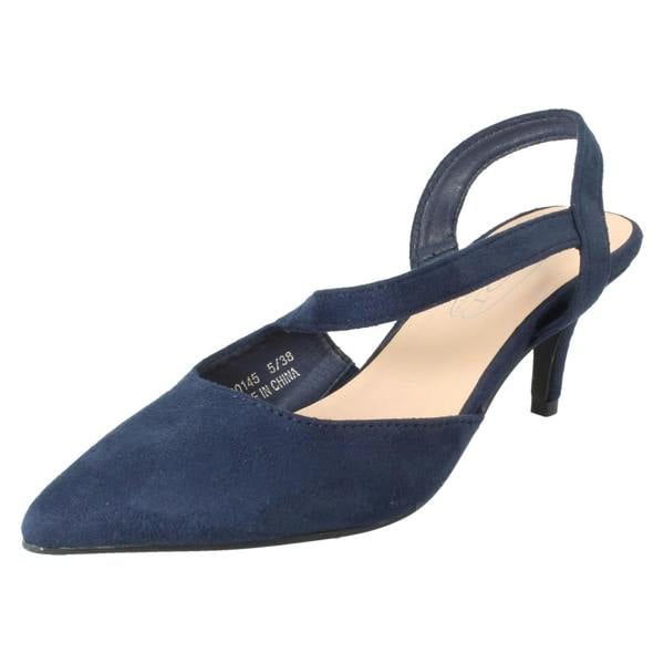 Spot On Ladies Spot On Slip On Pointed Summer Strappy Low Heeled Shoes F90145