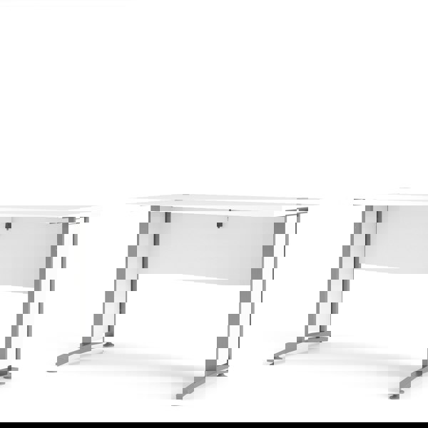 Furniture To Go Prima Desk 150 cm in White with Silver grey steel legs