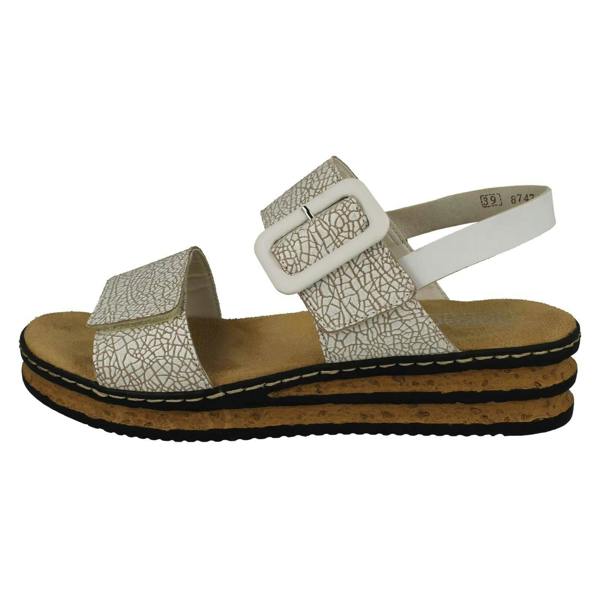 Rieker Ladies Rieker Buckle Detailed Adjustable Wedge Heeled Sandals 62950