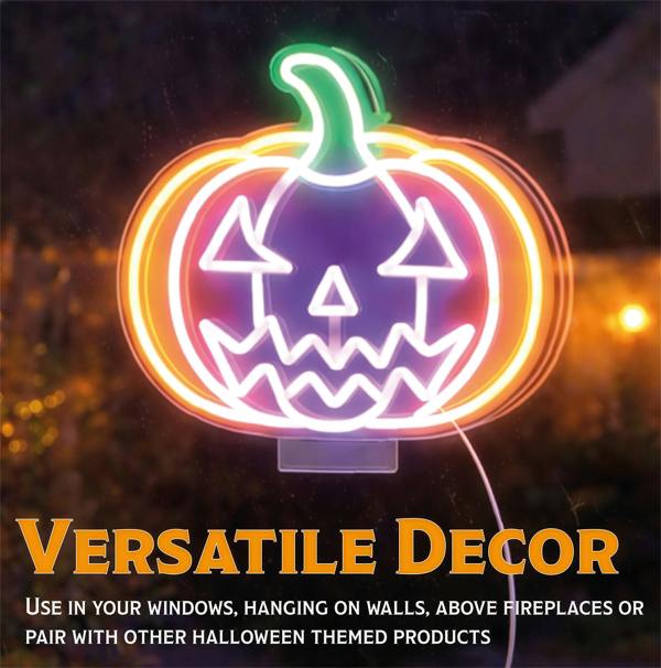Fxlab Halloween Pumpkin Silhouette Neon Light Indoor USB Decoration 26.1x24.8cm