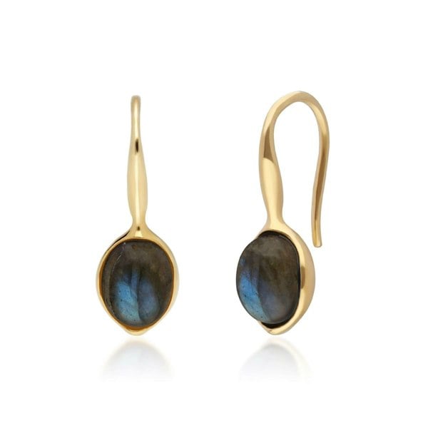 270E027004925 Irregular B Gem Labradorite Drop Earrings in Yellow Gold Plated Silver 1