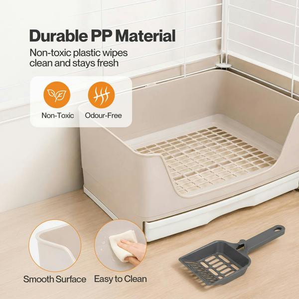 Skylos Rabbit Litter Tray Drawer Box Easy-Clean Secure for Indoor Cage Use Brown